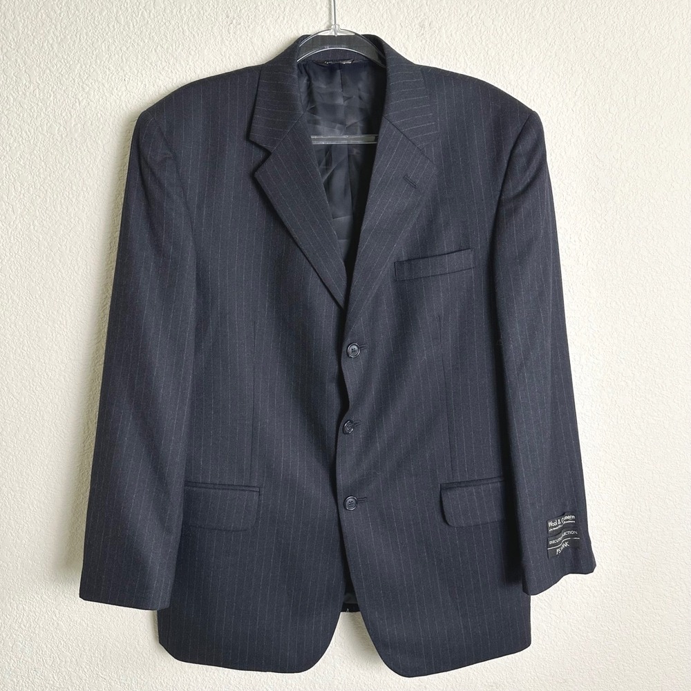 Jos A Bank Executive Collection Navy Pinstripe Wool Cashmere Blazer Jacket 42S - Picture 10 of 10